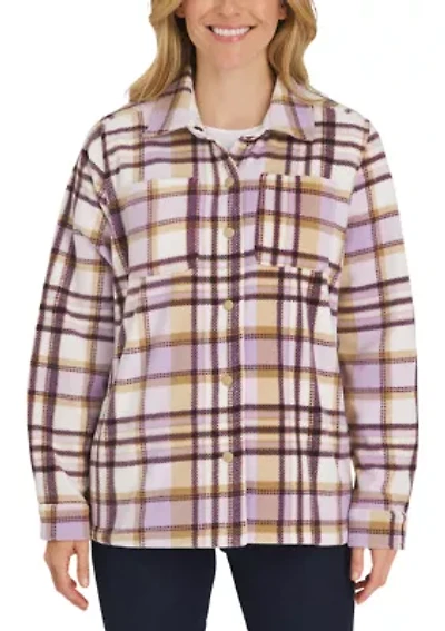 Plaid Fleece Shirt Jacket