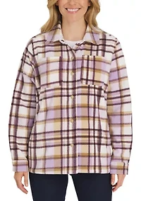 Plaid Fleece Shirt Jacket