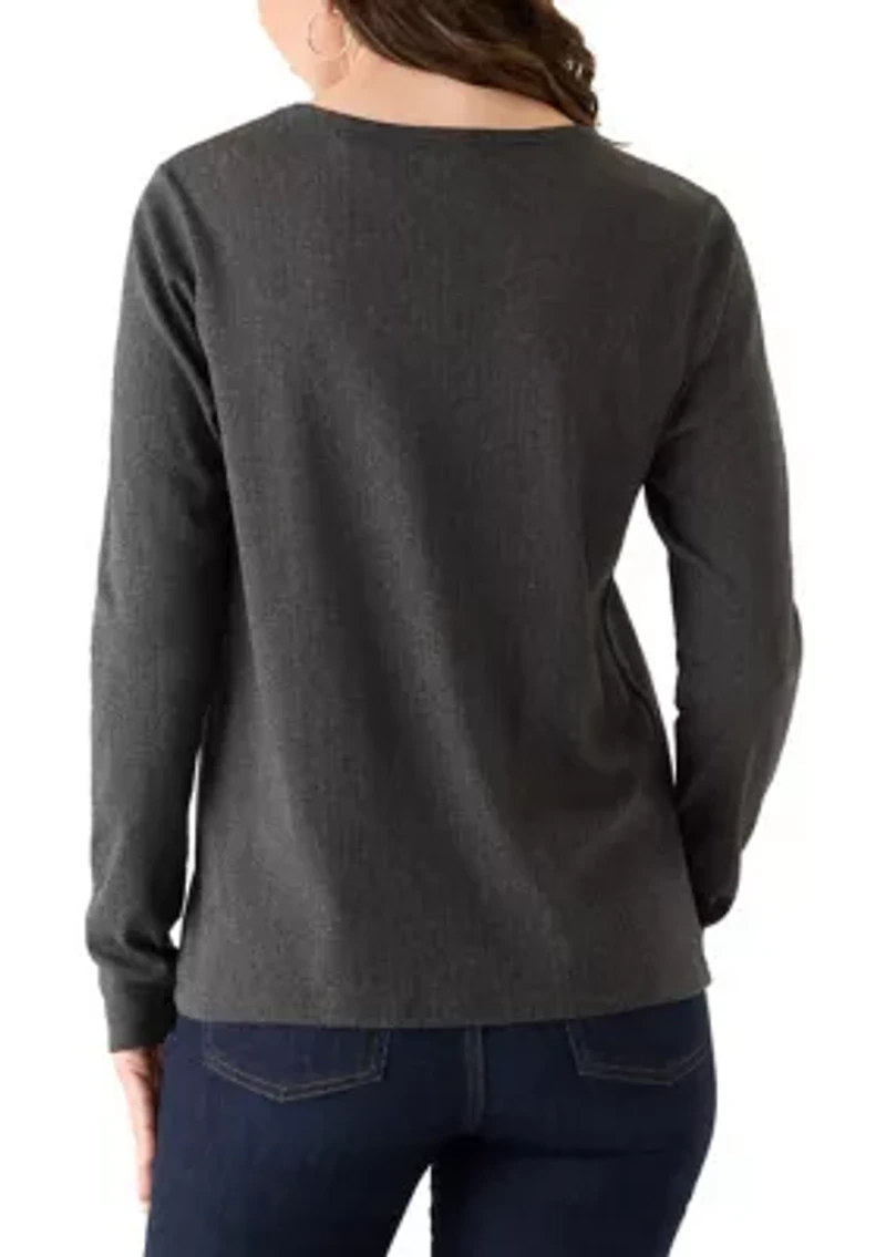 Women's Pointelle Crew Neck Sweater