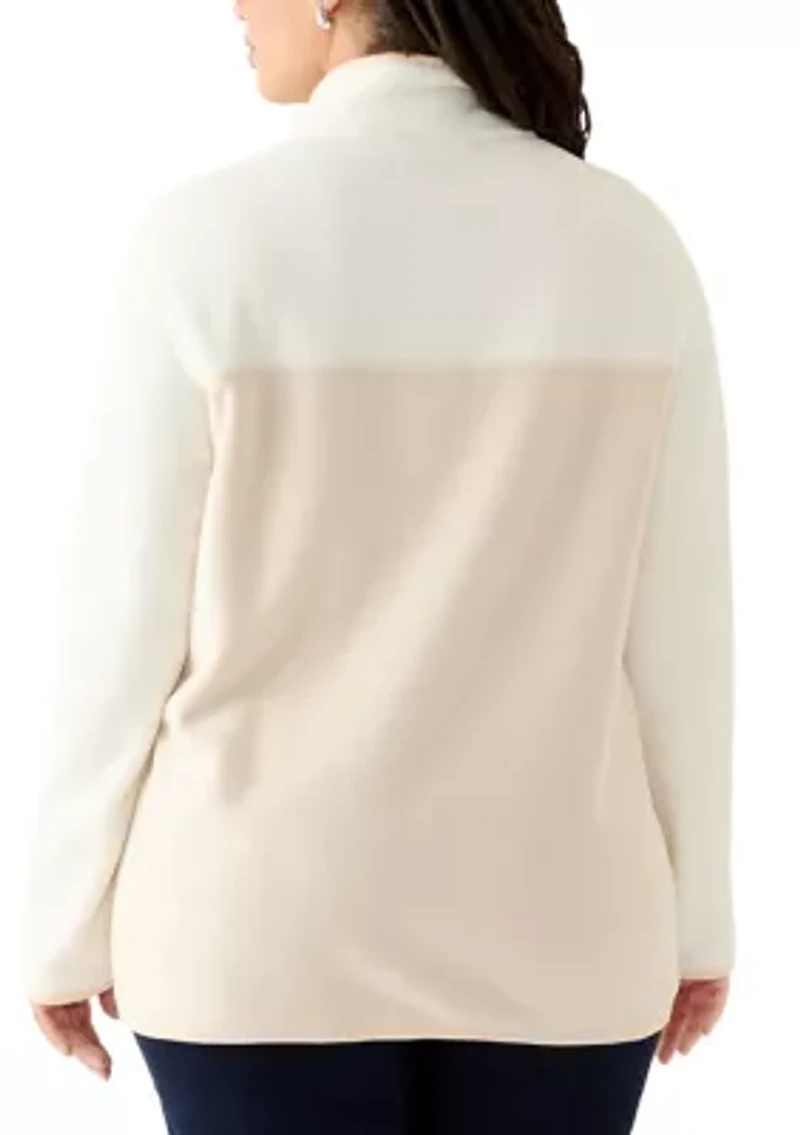 Plus Colorblock Powder Fleece Jacket