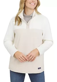 Women's Color Block Snap Neck Fleece