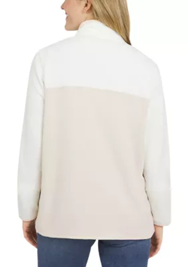 Women's Color Block Snap Neck Fleece