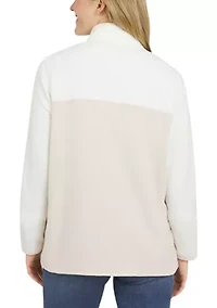 Women's Color Block Snap Neck Fleece