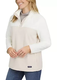 Women's Color Block Snap Neck Fleece