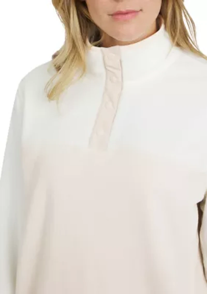 Women's Color Block Snap Neck Fleece