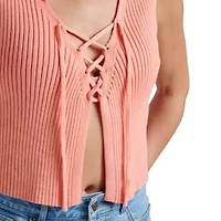 Sandbar Sleeveless Lace Up Sweater