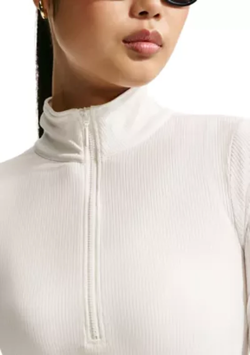 Women's Chill Knit Tight 1/4 Zip Long-Sleeve Ribbed Top