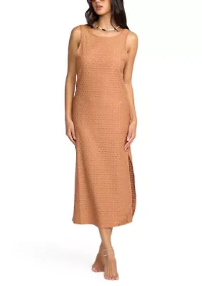 Eyelet Sun Midi Swim Coverup Dress