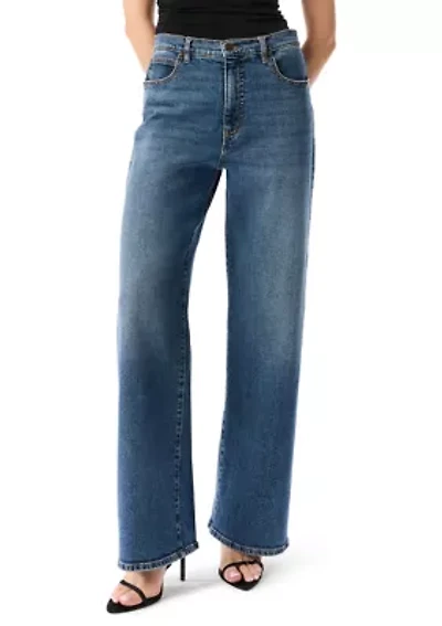Women's High Rise Wide Leg Patch Pocket Jeans