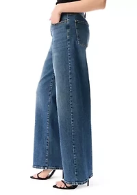 Women's High Rise Wide Leg Patch Pocket Jeans
