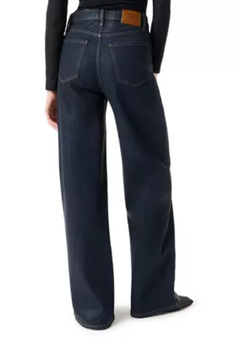 Women's High Rise Wide Leg Patch Pocket Pants