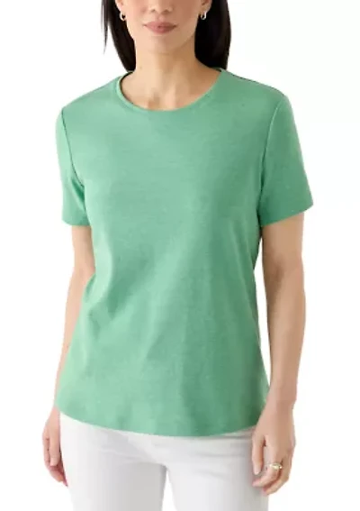 Petite Short Sleeve Crew Neck Shirt