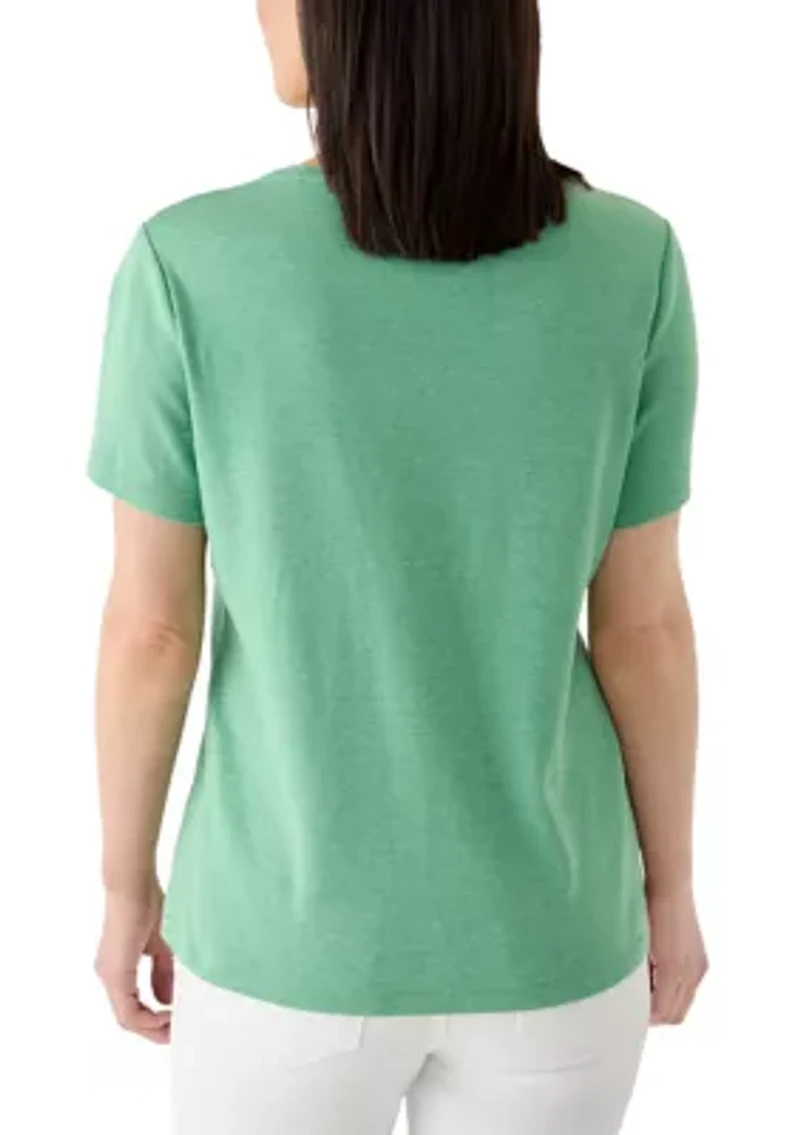 Petite Short Sleeve Crew Neck Shirt