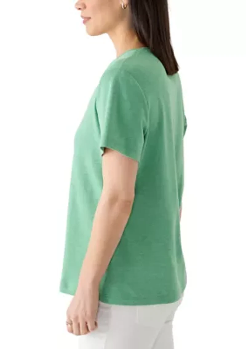 Petite Short Sleeve Crew Neck Shirt