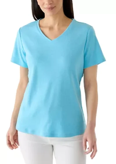 Petite Short Sleeve V-Neck Shirt