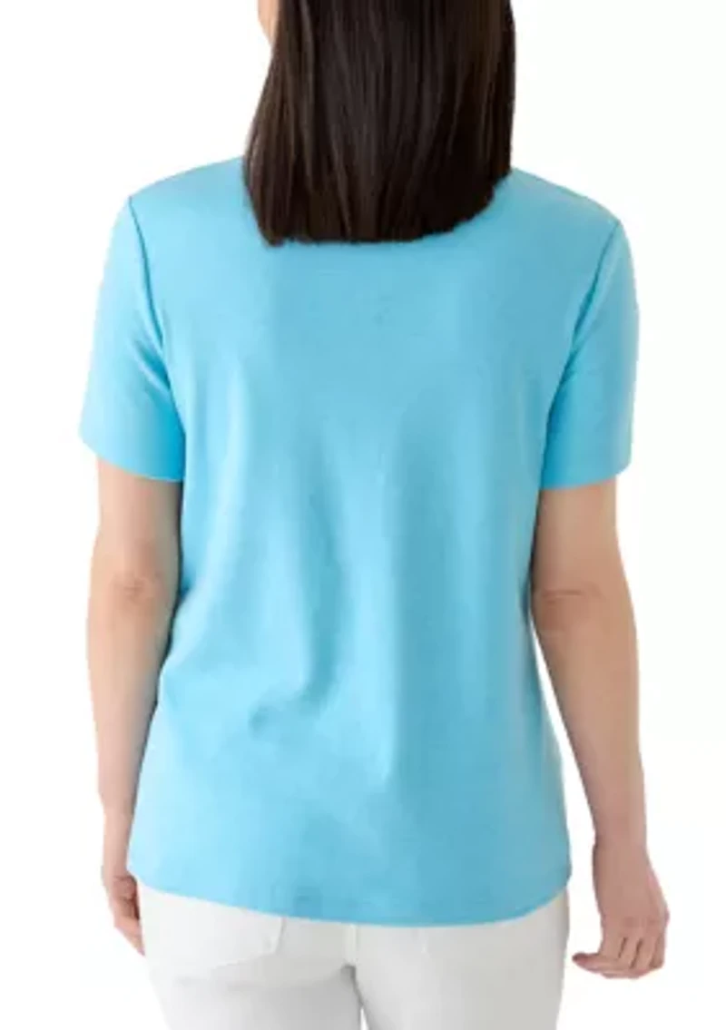Petite Short Sleeve V-Neck Shirt