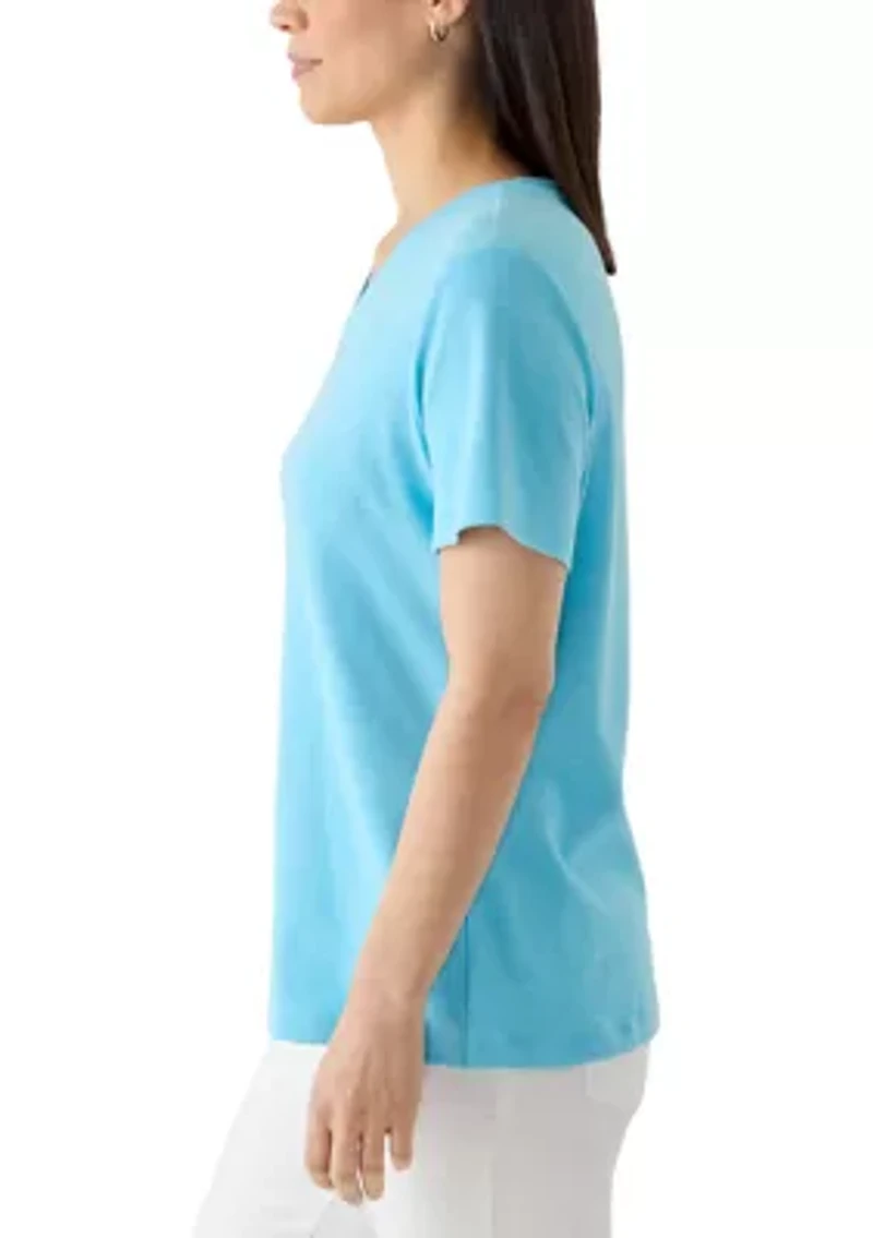 Petite Short Sleeve V-Neck Shirt