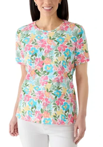 Petite Short Sleeve Printed Top