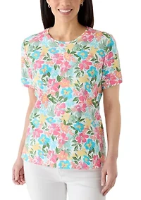 Petite Short Sleeve Printed Top