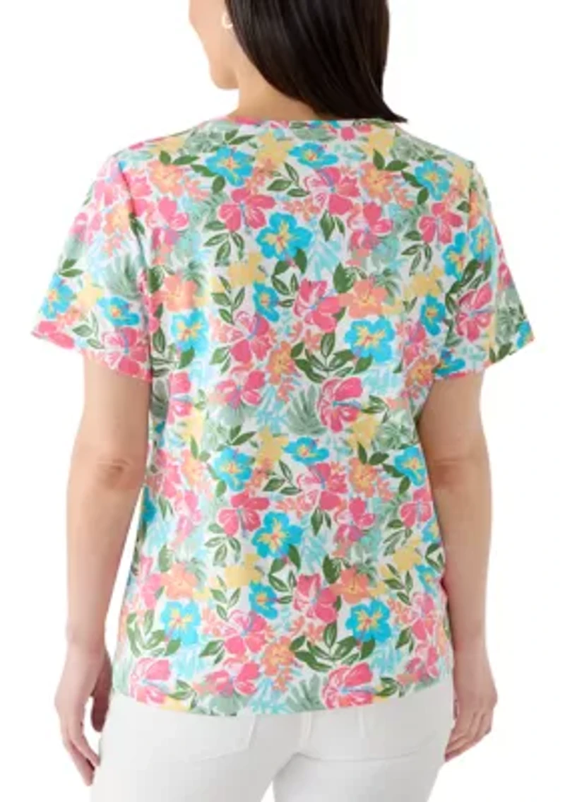 Petite Short Sleeve Printed Top