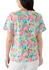 Petite Short Sleeve Printed Top