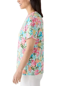 Petite Short Sleeve Printed Top