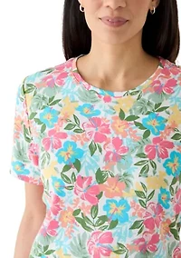 Petite Short Sleeve Printed Top
