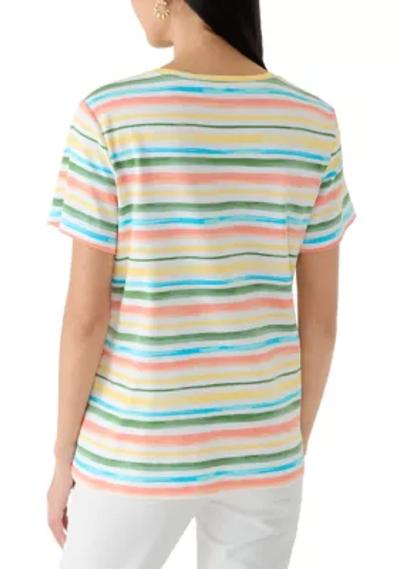 Petite Short Sleeve Striped Shirt