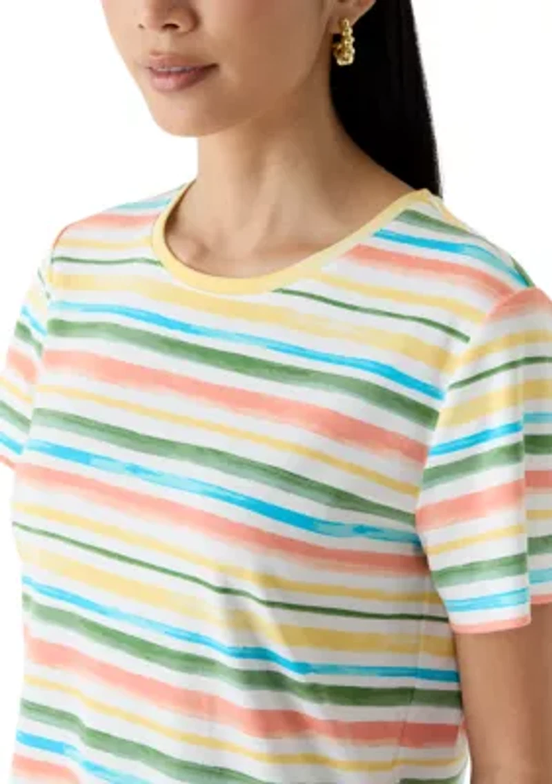 Petite Short Sleeve Striped Shirt