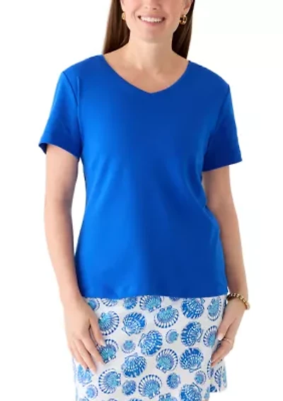 Petite V-Neck Fashion T-Shirt