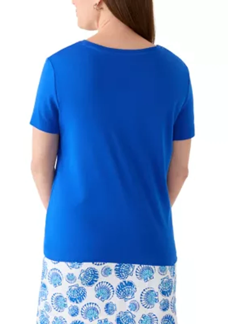 Petite V-Neck Fashion T-Shirt