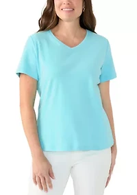 Petite Short Sleeve V-Neck T-Shirt