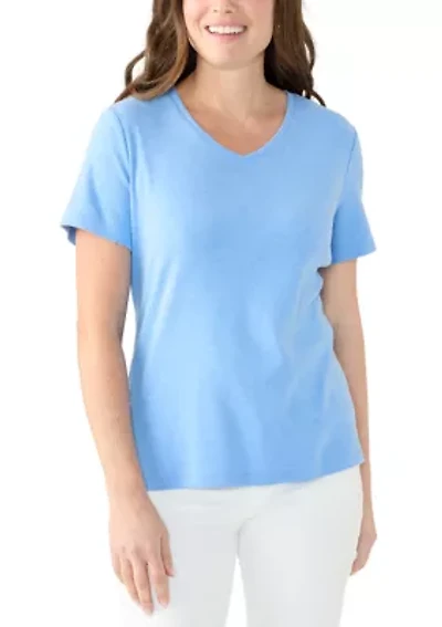 Petite Short Sleeve V-Neck T-Shirt