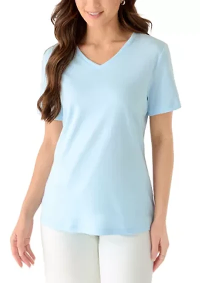 Petite Short Sleeve V-Neck T-Shirt