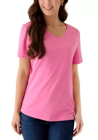 Petite Short Sleeve V-Neck T-Shirt