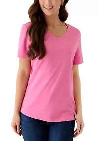 Petite Short Sleeve V-Neck T-Shirt