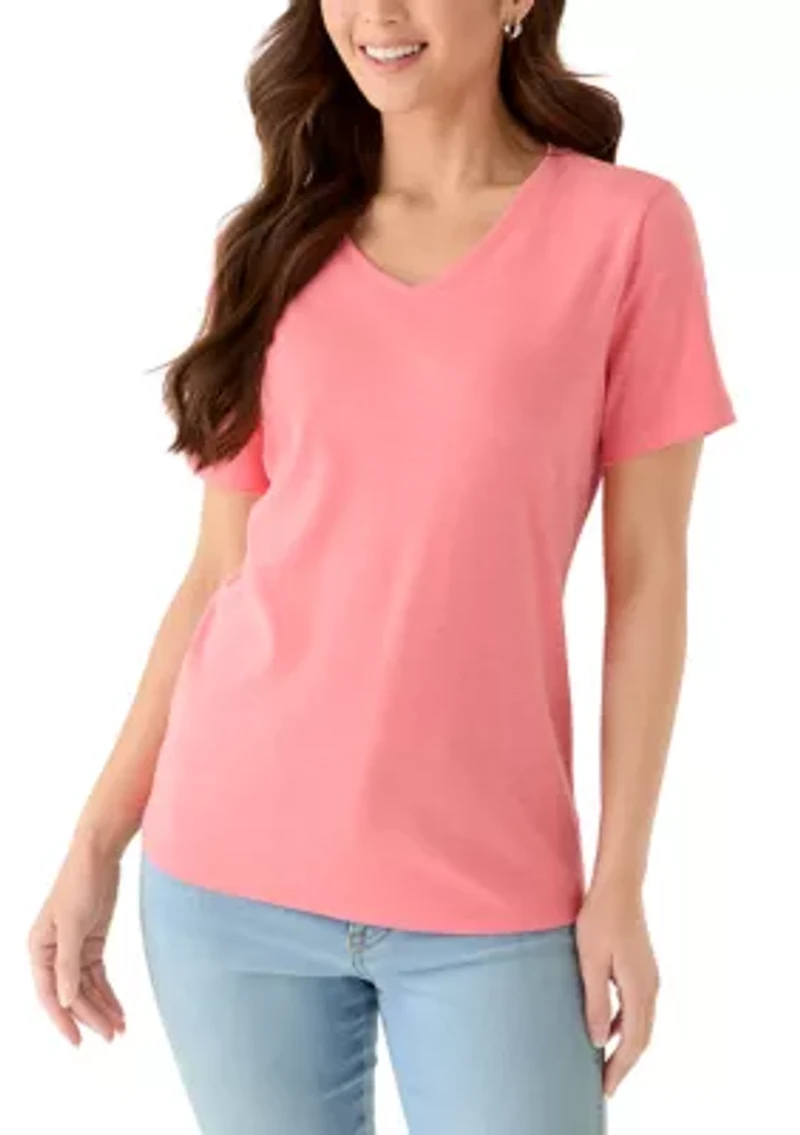 Petite Short Sleeve V-Neck T-Shirt