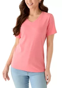 Petite Short Sleeve V-Neck T-Shirt