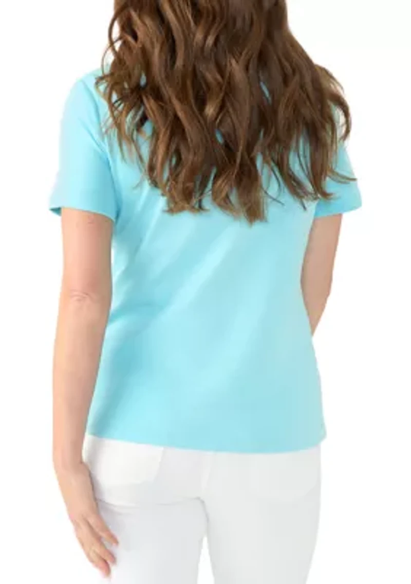 Petite Short Sleeve V-Neck T-Shirt