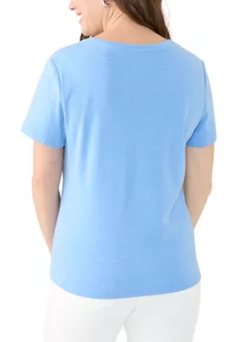 Petite Short Sleeve V-Neck T-Shirt