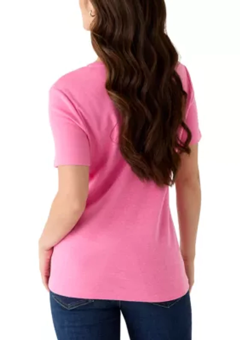 Petite Short Sleeve V-Neck T-Shirt