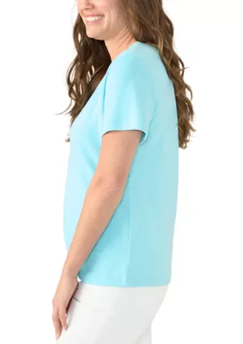 Petite Short Sleeve V-Neck T-Shirt