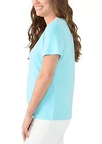 Petite Short Sleeve V-Neck T-Shirt