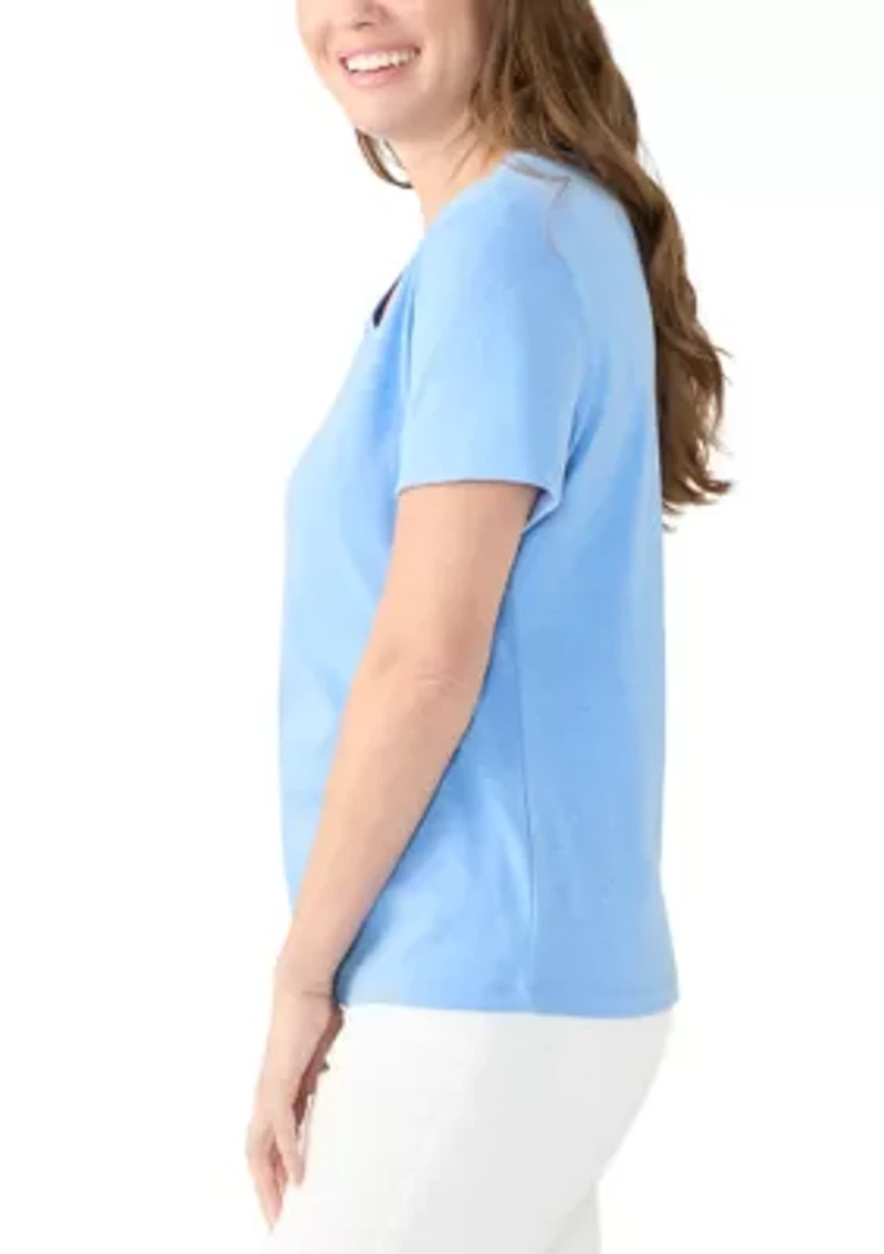 Petite Short Sleeve V-Neck T-Shirt