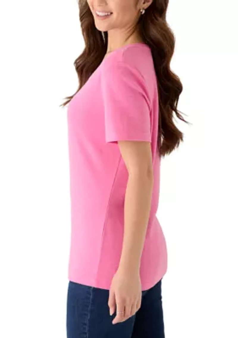 Petite Short Sleeve V-Neck T-Shirt