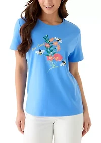 Petite Crew Neck Graphic T-Shirt