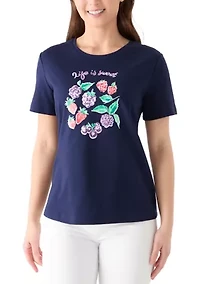 Petite Crew Neck Graphic T-Shirt