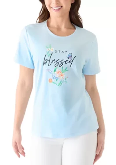 Petite Crew Neck Graphic T-Shirt