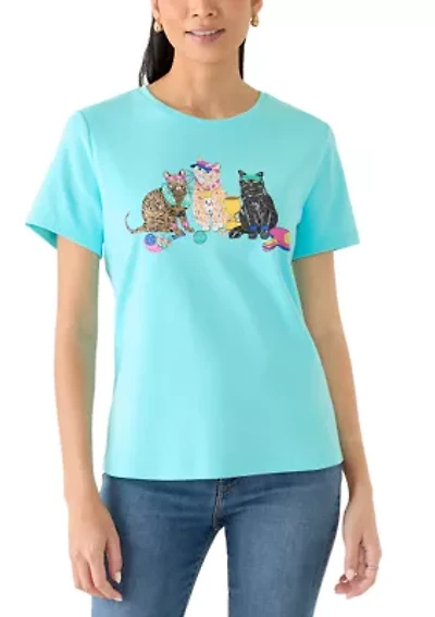 Petite Crew Neck Graphic T-Shirt