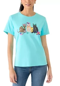 Petite Crew Neck Graphic T-Shirt